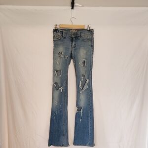 Allen B. By Allen Schwartz Distressed Flare Jeans - Blue